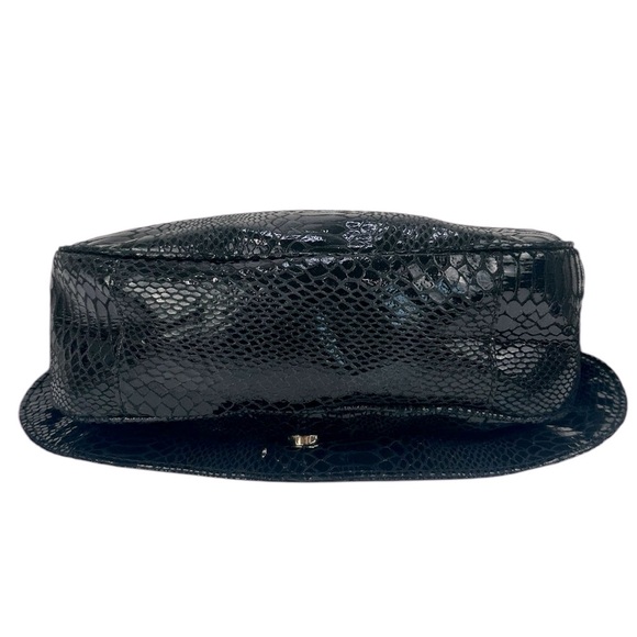 Vintage Carlos Falchi Snake Print Patent Leather Crossbody Bag Black - Picture 7 of 15